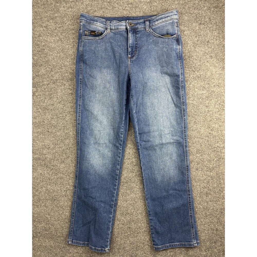 Kuhl Jeans Womens 34x30 Blue Denim Adjustable Waist Straight Leg Patch Pocket‎